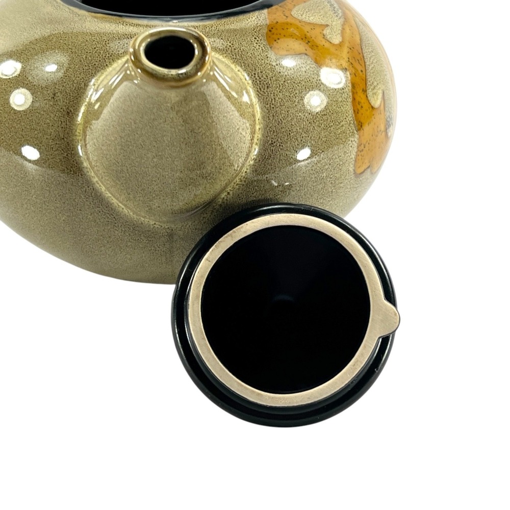 Pier 1 Kioko Teapot Hand Painted Stoneware Speckled Body Yellow Flower 2007 - Picture 7 of 10